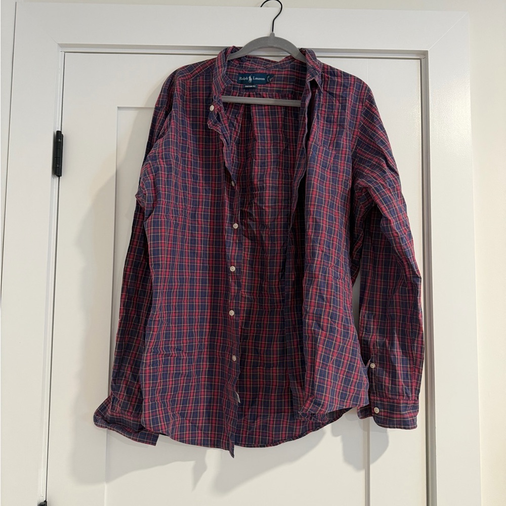 Ralph Lauren Men's Red and Blue Checkered Shirt